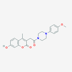 molecular formula C23H24N2O5 B357825 7-hydroxy-3-{2-[4-(4-methoxyphenyl)-1-piperazinyl]-2-oxoethyl}-4-methyl-2H-chromen-2-one CAS No. 919728-89-5