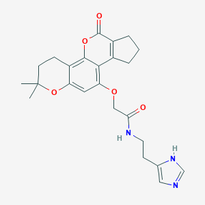 2-[(2,2-dimethyl-6-oxo-3,4,6,7,8,9-hexahydro-2H-cyclopenta[c]pyrano[2,3-h]chromen-10-yl)oxy]-N-[2-(1H-imidazol-4-yl)ethyl]acetamide