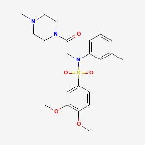 molecular formula C23H31N3O5S B3578293 N-(3,5-dimethylphenyl)-3,4-dimethoxy-N-[2-(4-methylpiperazin-1-yl)-2-oxoethyl]benzenesulfonamide 