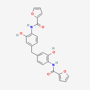 molecular formula C23H18N2O6 B3578318 N-[4-[[4-(furan-2-carbonylamino)-3-hydroxyphenyl]methyl]-2-hydroxyphenyl]furan-2-carboxamide 