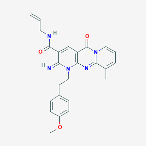 6-Imino-7-[2-(4-methoxyphenyl)ethyl]-11-methyl-2-oxo-N-prop-2-enyl-1,7,9-triazatricyclo[8.4.0.03,8]tetradeca-3(8),4,9,11,13-pentaene-5-carboxamide