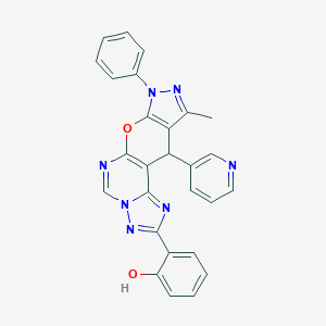 2-[10-Methyl-8-phenyl-11-(3-pyridinyl)-8,11-dihydropyrazolo[4',3':5,6]pyrano[3,2-e][1,2,4]triazolo[1,5-c]pyrimidin-2-yl]phenol