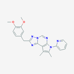 molecular formula C23H22N6O2 B357841 2-(3,4-dimethoxybenzyl)-8,9-dimethyl-7-(2-pyridinyl)-7H-pyrrolo[3,2-e][1,2,4]triazolo[1,5-c]pyrimidine CAS No. 920446-73-7