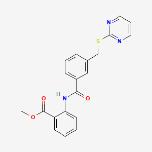 molecular formula C20H17N3O3S B3578428 methyl 2-({3-[(2-pyrimidinylthio)methyl]benzoyl}amino)benzoate 