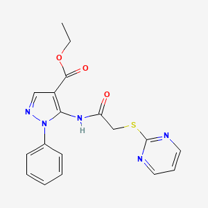 Ethyl 1-phenyl-5-[(2-pyrimidin-2-ylsulfanylacetyl)amino]pyrazole-4-carboxylate