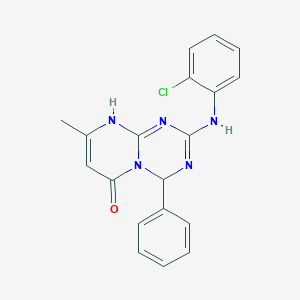 molecular formula C19H16ClN5O B357845 2-[(2-chlorophenyl)amino]-8-methyl-4-phenyl-1,4-dihydro-6H-pyrimido[1,2-a][1,3,5]triazin-6-one CAS No. 895848-08-5