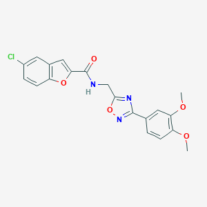 molecular formula C20H16ClN3O5 B357846 5-chloro-N-{[3-(3,4-dimethoxyphenyl)-1,2,4-oxadiazol-5-yl]methyl}-1-benzofuran-2-carboxamide CAS No. 921152-35-4