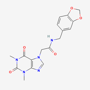 molecular formula C17H17N5O5 B3578501 N-(1,3-benzodioxol-5-ylmethyl)-2-(1,3-dimethyl-2,6-dioxo-1,2,3,6-tetrahydro-7H-purin-7-yl)acetamide 