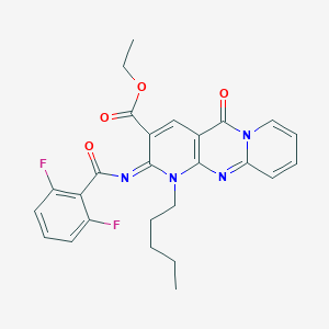 Ethyl 6-(2,6-difluorobenzoyl)imino-2-oxo-7-pentyl-1,7,9-triazatricyclo[8.4.0.03,8]tetradeca-3(8),4,9,11,13-pentaene-5-carboxylate