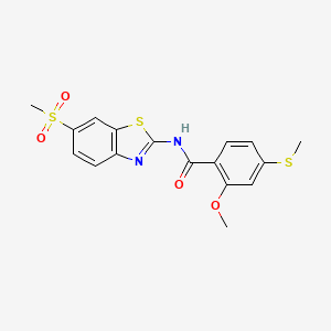 N-(6-METHANESULFONYL-1,3-BENZOTHIAZOL-2-YL)-2-METHOXY-4-(METHYLSULFANYL)BENZAMIDE