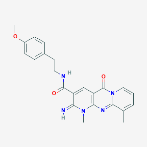 molecular formula C23H23N5O3 B357853 2-imino-N-[2-(4-methoxyphenyl)ethyl]-1,10-dimethyl-5-oxo-1,5-dihydro-2H-dipyrido[1,2-a:2',3'-d]pyrimidine-3-carboxamide CAS No. 848204-43-3