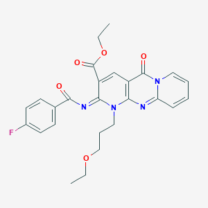 B357860 Ethyl 7-(3-ethoxypropyl)-6-(4-fluorobenzoyl)imino-2-oxo-1,7,9-triazatricyclo[8.4.0.03,8]tetradeca-3(8),4,9,11,13-pentaene-5-carboxylate CAS No. 848671-24-9