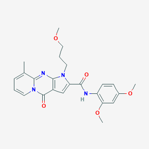 molecular formula C24H26N4O5 B357862 N-(2,4-dimethoxyphenyl)-1-(3-methoxypropyl)-9-methyl-4-oxo-1,4-dihydropyrido[1,2-a]pyrrolo[2,3-d]pyrimidine-2-carboxamide CAS No. 900262-41-1