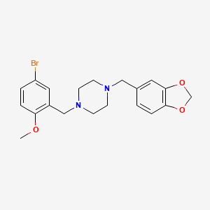 molecular formula C20H23BrN2O3 B3578683 1-(1,3-benzodioxol-5-ylmethyl)-4-(5-bromo-2-methoxybenzyl)piperazine 