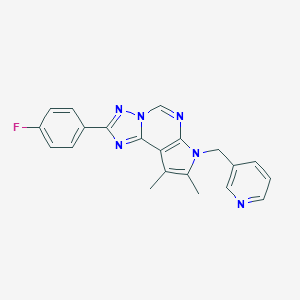 molecular formula C21H17FN6 B357876 2-(4-fluorophenyl)-8,9-dimethyl-7-(3-pyridinylmethyl)-7H-pyrrolo[3,2-e][1,2,4]triazolo[1,5-c]pyrimidine CAS No. 921111-77-5