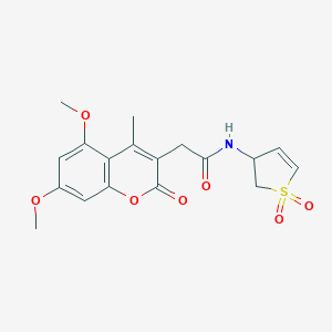 molecular formula C18H19NO7S B357877 2-(5,7-dimethoxy-4-methyl-2-oxo-2H-chromen-3-yl)-N-(1,1-dioxido-2,3-dihydrothiophen-3-yl)acetamide CAS No. 919725-98-7
