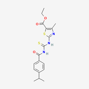 Ethyl 4-methyl-2-[(4-propan-2-ylbenzoyl)carbamothioylamino]-1,3-thiazole-5-carboxylate