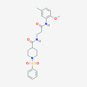 molecular formula C23H29N3O5S B357878 N-[3-(2-methoxy-5-methylanilino)-3-oxopropyl]-1-(phenylsulfonyl)-4-piperidinecarboxamide CAS No. 921136-80-3