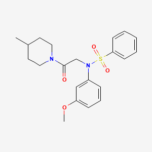 molecular formula C21H26N2O4S B3578798 N-(3-methoxyphenyl)-N-[2-(4-methylpiperidin-1-yl)-2-oxoethyl]benzenesulfonamide 