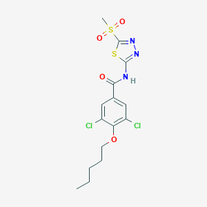 3,5-dichloro-N-[5-(methylsulfonyl)-1,3,4-thiadiazol-2-yl]-4-(pentyloxy)benzamide
