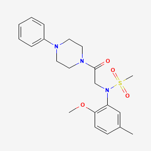 molecular formula C21H27N3O4S B3578803 N-(2-methoxy-5-methylphenyl)-N-[2-oxo-2-(4-phenyl-1-piperazinyl)ethyl]methanesulfonamide 