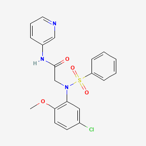 molecular formula C20H18ClN3O4S B3578851 2-[N-(benzenesulfonyl)-5-chloro-2-methoxyanilino]-N-pyridin-3-ylacetamide 