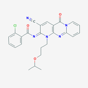 molecular formula C25H22ClN5O3 B357888 2-chloro-N-[3-cyano-1-(3-isopropoxypropyl)-5-oxo-1,5-dihydro-2H-dipyrido[1,2-a:2,3-d]pyrimidin-2-ylidene]benzamide CAS No. 848673-63-2