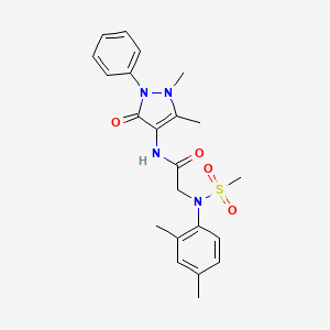 molecular formula C22H26N4O4S B3578881 N-(1,5-dimethyl-3-oxo-2-phenyl-2,3-dihydro-1H-pyrazol-4-yl)-N~2~-(2,4-dimethylphenyl)-N~2~-(methylsulfonyl)glycinamide 