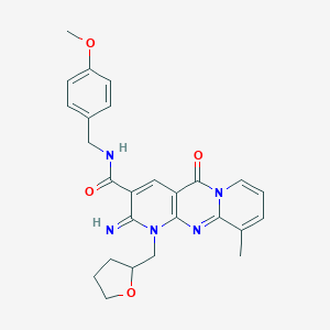 molecular formula C26H27N5O4 B357889 2-imino-N-(4-methoxybenzyl)-10-methyl-5-oxo-1-(tetrahydro-2-furanylmethyl)-1,5-dihydro-2H-dipyrido[1,2-a:2,3-d]pyrimidine-3-carboxamide CAS No. 848672-77-5