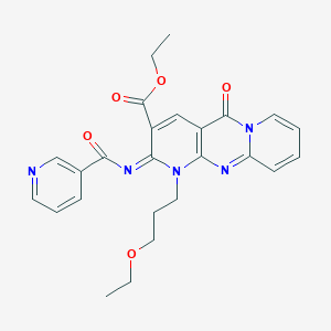 Ethyl 7-(3-ethoxypropyl)-2-oxo-6-(pyridine-3-carbonylimino)-1,7,9-triazatricyclo[8.4.0.03,8]tetradeca-3(8),4,9,11,13-pentaene-5-carboxylate