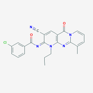 molecular formula C23H18ClN5O2 B357894 3-chloro-N-(3-cyano-10-methyl-5-oxo-1-propyl-1,5-dihydro-2H-dipyrido[1,2-a:2,3-d]pyrimidin-2-ylidene)benzamide CAS No. 848727-38-8