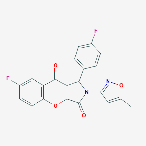 molecular formula C21H12F2N2O4 B357895 7-Fluoro-1-(4-fluorophenyl)-2-(5-methyl-3-isoxazolyl)-1,2-dihydrochromeno[2,3-c]pyrrole-3,9-dione CAS No. 900886-73-9