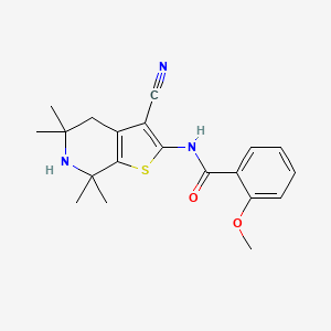 molecular formula C20H23N3O2S B3579028 N-(3-cyano-5,5,7,7-tetramethyl-4,5,6,7-tetrahydrothieno[2,3-c]pyridin-2-yl)-2-methoxybenzamide 