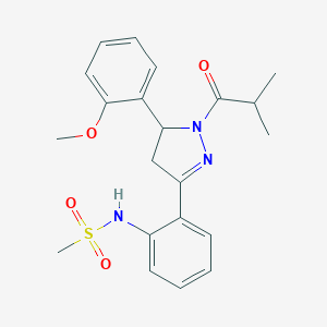 molecular formula C21H25N3O4S B357904 N-(2-(1-异丁酰基-5-(2-甲氧基苯基)-4,5-二氢-1H-吡唑-3-基)苯基)甲磺酰胺 CAS No. 921055-02-9