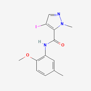 molecular formula C13H14IN3O2 B3579046 4-iodo-N-(2-methoxy-5-methylphenyl)-2-methylpyrazole-3-carboxamide 