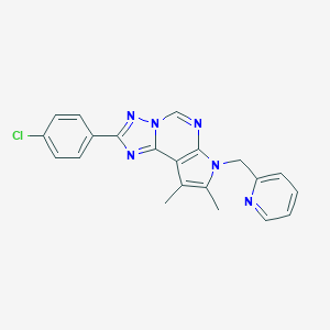 molecular formula C21H17ClN6 B357910 2-(4-chlorophenyl)-8,9-dimethyl-7-(2-pyridinylmethyl)-7H-pyrrolo[3,2-e][1,2,4]triazolo[1,5-c]pyrimidine CAS No. 921135-45-7