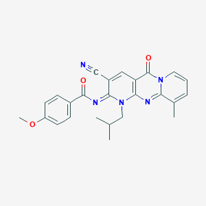 N-[5-Cyano-11-methyl-7-(2-methylpropyl)-2-oxo-1,7,9-triazatricyclo[8.4.0.03,8]tetradeca-3(8),4,9,11,13-pentaen-6-ylidene]-4-methoxybenzamide