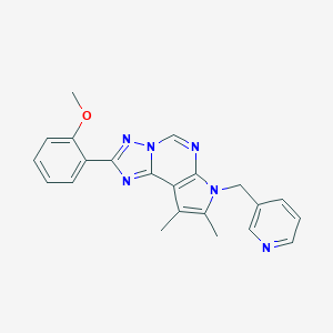 molecular formula C22H20N6O B357915 2-[8,9-dimethyl-7-(3-pyridinylmethyl)-7H-pyrrolo[3,2-e][1,2,4]triazolo[1,5-c]pyrimidin-2-yl]phenyl methyl ether CAS No. 920473-57-0