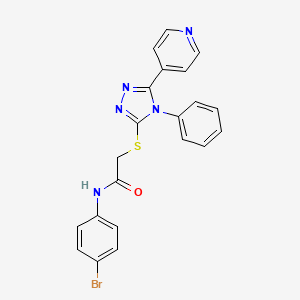 molecular formula C21H16BrN5OS B3579206 N-(4-Bromophenyl)-2-((4-phenyl-5-(pyridin-4-yl)-4H-1,2,4-triazol-3-yl)thio)acetamide 