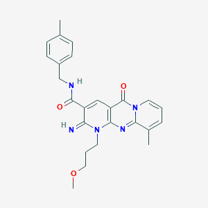 molecular formula C25H27N5O3 B357922 2-imino-1-(3-methoxypropyl)-10-methyl-N-(4-methylbenzyl)-5-oxo-1,5-dihydro-2H-dipyrido[1,2-a:2,3-d]pyrimidine-3-carboxamide CAS No. 848751-78-0