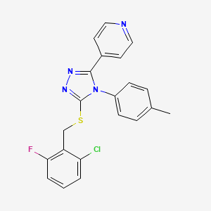 molecular formula C21H16ClFN4S B3579221 4-{5-[(2-chloro-6-fluorobenzyl)sulfanyl]-4-(4-methylphenyl)-4H-1,2,4-triazol-3-yl}pyridine 