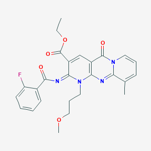Ethyl 6-(2-fluorobenzoyl)imino-7-(3-methoxypropyl)-11-methyl-2-oxo-1,7,9-triazatricyclo[8.4.0.03,8]tetradeca-3(8),4,9,11,13-pentaene-5-carboxylate