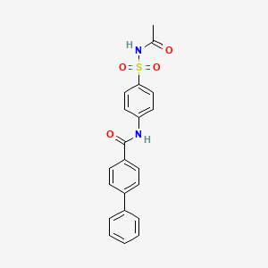 molecular formula C21H18N2O4S B3579286 N-{4-[(acetylamino)sulfonyl]phenyl}-4-biphenylcarboxamide 