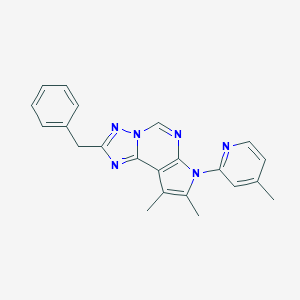 molecular formula C22H20N6 B357931 2-benzyl-8,9-dimethyl-7-(4-methyl-2-pyridinyl)-7H-pyrrolo[3,2-e][1,2,4]triazolo[1,5-c]pyrimidine CAS No. 921111-71-9