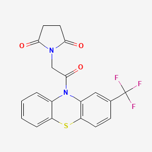 molecular formula C19H13F3N2O3S B3579316 1-[2-Oxo-2-[2-(trifluoromethyl)phenothiazin-10-yl]ethyl]pyrrolidine-2,5-dione 