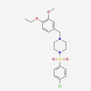 molecular formula C20H25ClN2O4S B3579339 1-[(4-chlorophenyl)sulfonyl]-4-(4-ethoxy-3-methoxybenzyl)piperazine 