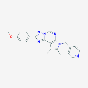 molecular formula C22H20N6O B357934 4-[8,9-dimethyl-7-(4-pyridinylmethyl)-7H-pyrrolo[3,2-e][1,2,4]triazolo[1,5-c]pyrimidin-2-yl]phenyl methyl ether CAS No. 921112-24-5