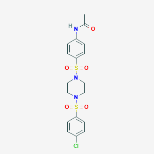 molecular formula C18H20ClN3O5S2 B3579413 N-(4-{[4-(4-CHLOROBENZENESULFONYL)PIPERAZIN-1-YL]SULFONYL}PHENYL)ACETAMIDE 