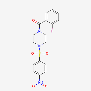 molecular formula C17H16FN3O5S B3579442 1-(2-FLUOROBENZOYL)-4-(4-NITROBENZENESULFONYL)PIPERAZINE 