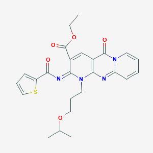 Ethyl 2-oxo-7-(3-propan-2-yloxypropyl)-6-(thiophene-2-carbonylimino)-1,7,9-triazatricyclo[8.4.0.03,8]tetradeca-3(8),4,9,11,13-pentaene-5-carboxylate